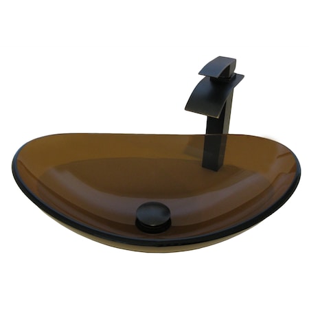 Novatto BABBUCCIA Glass Vessel Bathroom Sink Set, Oil Rubbed Bronze NSFC-324T136ORB
